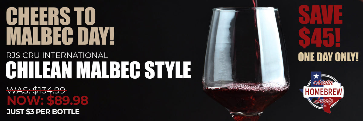 Cheers to Malbec Day! RJS Cru International Chilean Malbec Style WAS: $134.99 NOW: $89.98 Just $3 per bottle One Day Only.