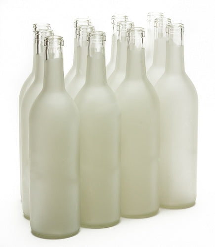 750 ml Clear Frosted Glass Bordeaux Wine Bottles 12 Per Case | Elegant Frosted Bottles for Home Winemaking | Midwest Supplies