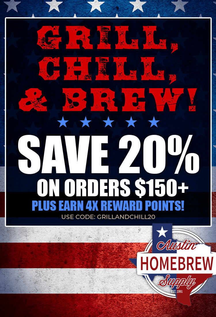 Grill, Chill, and Brew! Save 20% on Orders $150+ Plus Earch 4x Reward Points! Use Code: GRILLANDCHILL20