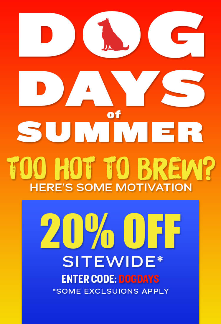 Promotional poster for 'Dog Days of Summer' with a discount offer on an orange and blue background.