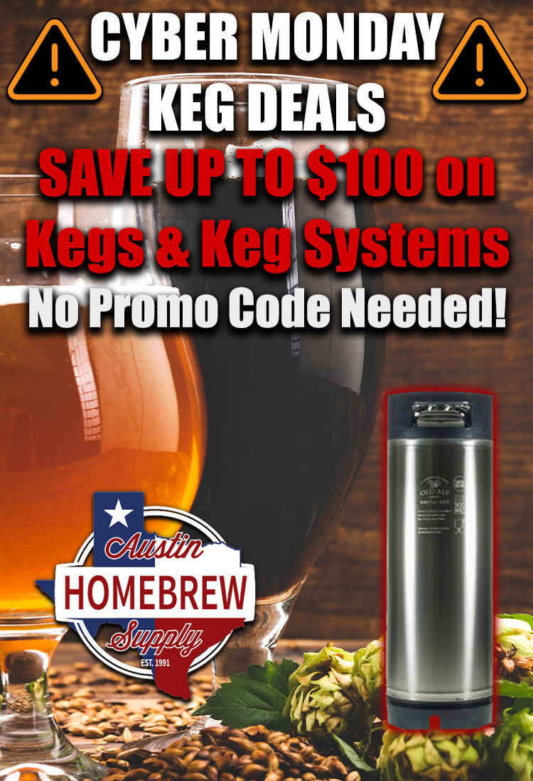 Save up to $100 on kegs and keg systems for a limited time.  No promo code needed. Some exclusions apply.