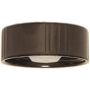 Twenty eight millimeter black Poly Seal Bottle Screw Cap tilted at an angle as to show the rubber seal underneath