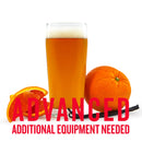 Glass of Cream Ale with oranges and vanilla bean, text 'Advanced Additional Equipment Needed' on a white background