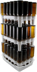 FastRack Stack of brown beer bottles on a white rack