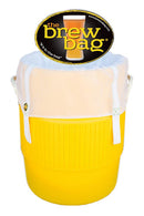 Yellow cooler with white lid featuring 'the brew bag' logo on a white background