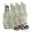 Twelve 16 oz. E.Z. cap beer beer bottles and several swing tops in a stack