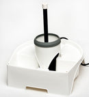 Keg washer in a white holder on a white background