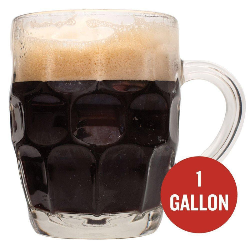 Rum Runner Stout in a mug with a red circle containing the following text: "1 Gallon"