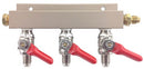 3-Way Gas Distribution Manifold  with 1/4" MFL Shutoffs