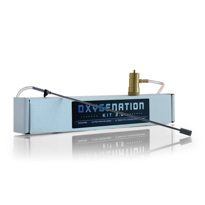 The Oxygenation Kit 2.0 box with the 16-inch aeration wand draped over it