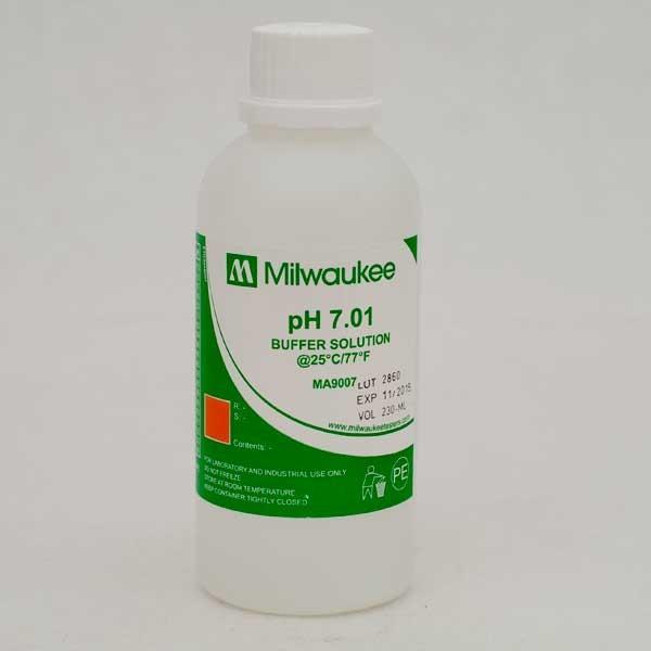 Buffer Solution pH 7.01 in a 220 milliliter bottle