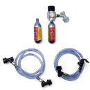 Mini co2 regulator, ball-lock daisy chain jumper, ball-lock picnic tubing, and two co2 canisters