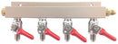 4-Way Gas Distribution Manifold  with 1/4" MFL Shutoffs