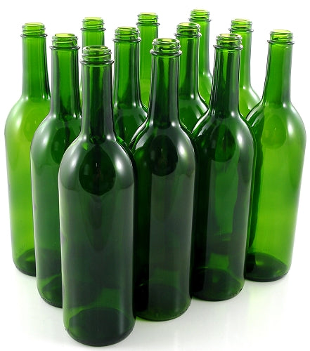 Wine Bottles 750 ml Green Screw Top Bordeaux Bottles (Case of 12)