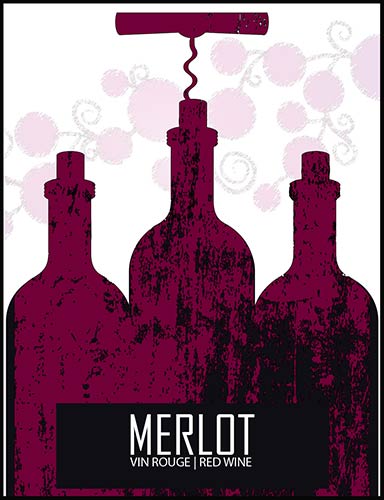 Merlot Wine Labels - 30 ct