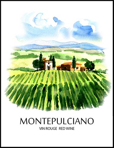 Montepulciano Wine Labels - 30 ct