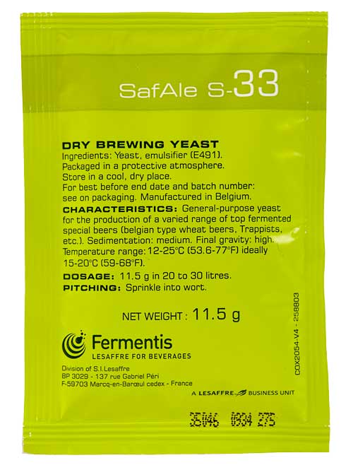 Fermentis SafAle™ S-33 Dry Ale Yeast
