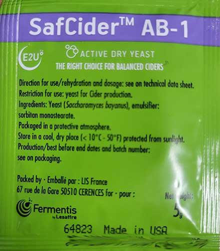 Fermentis SafCider™ AB-1 Dry Cider Yeast - 5 g